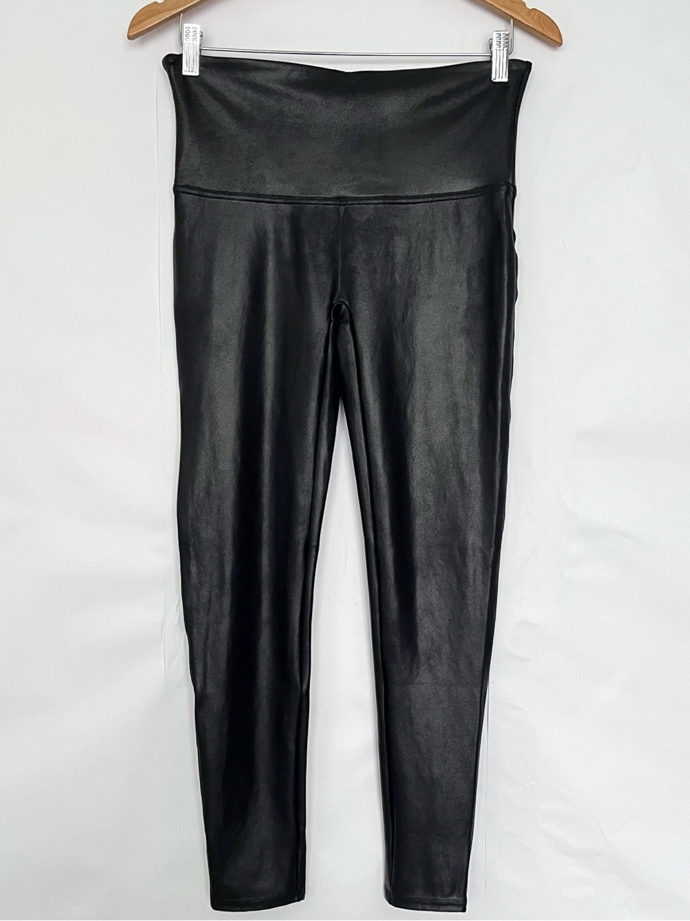 Spanx Faux Leather Legging High Waisted Stretchy Slimming Size XL Petite Black